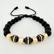 Pulsera Negra Neoros 3und Bolas 4und 1gr / 7mm Oro Amarillo 18K ©
