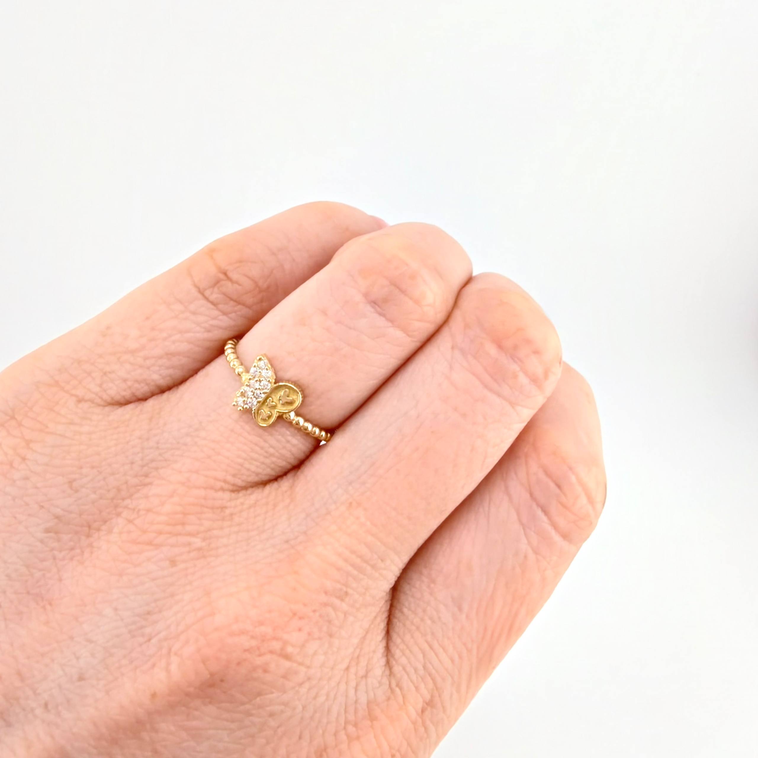 Matte Butterfly Ring 1.25 g / T8 1/4 18K Yellow Gold