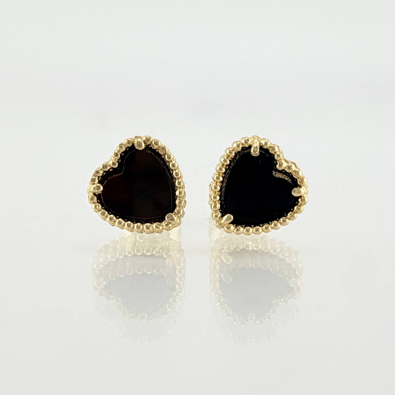 Black Heart Stud Earrings 2.35gr / 8.4mm Yellow Gold Nac.Esp. 18K