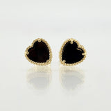 Black Heart Stud Earrings 2.35gr / 8.4mm Yellow Gold Nac.Esp. 18K