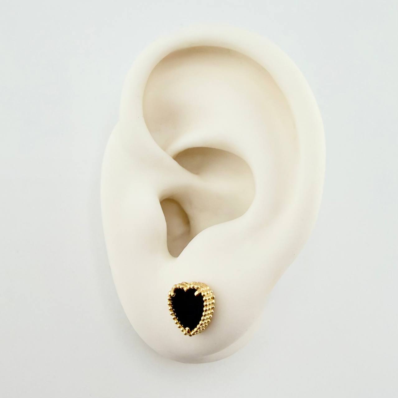 Black Heart Stud Earrings 2.35gr / 8.4mm Yellow Gold Nac.Esp. 18K