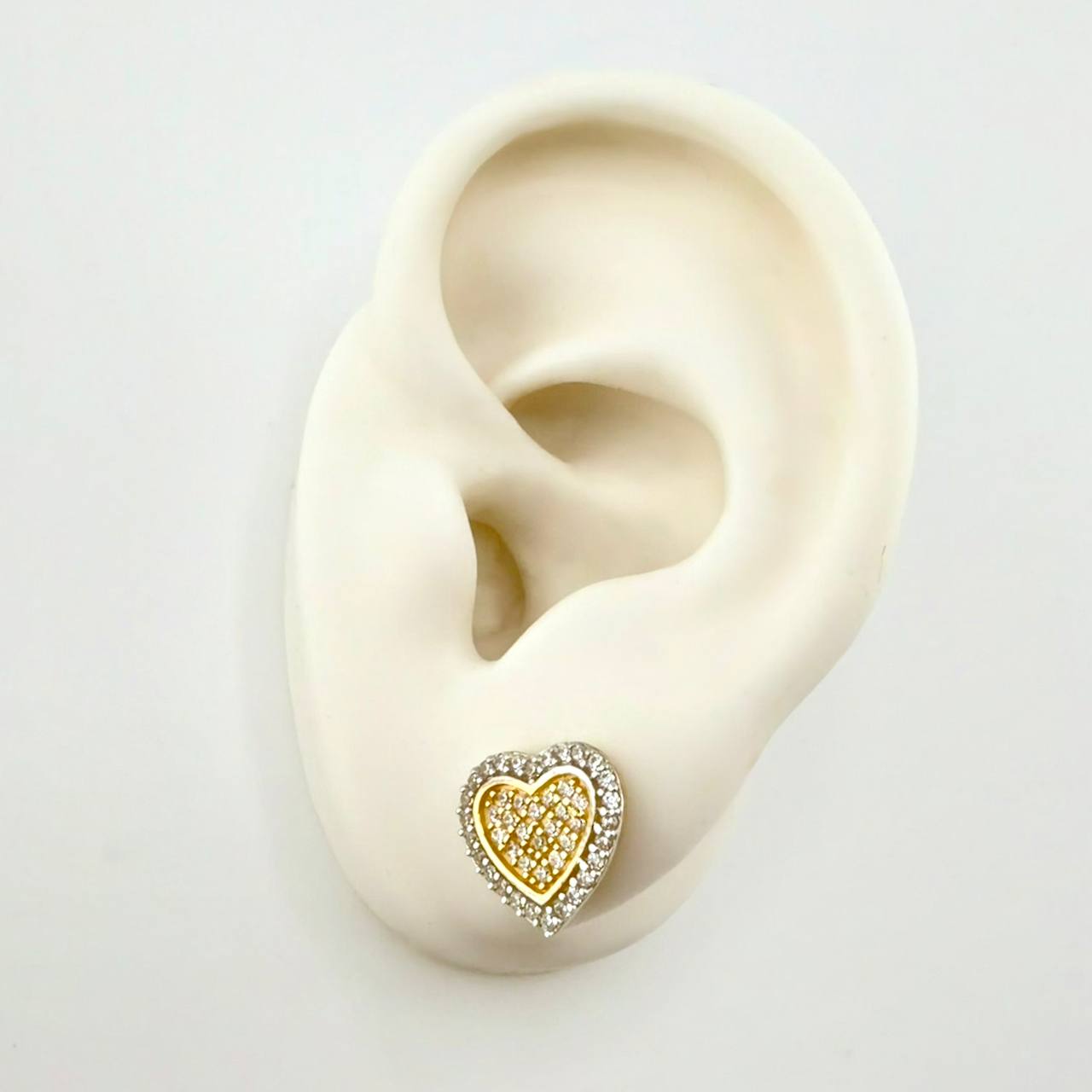 Topos Corazon Tupido 2.7gr / 10mm Dos Oros Amarillo Blanco 18K