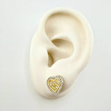 Topos Corazon Tupido 2.7gr / 10mm Dos Oros Amarillo Blanco 18K