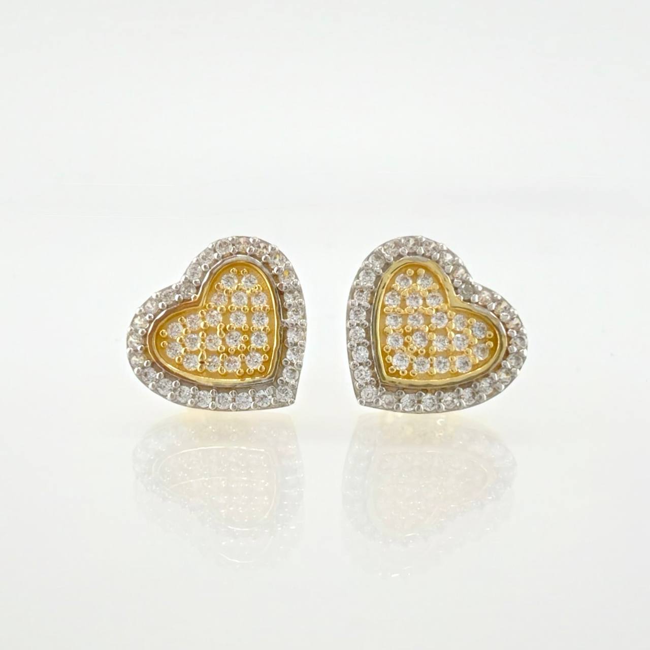 Topos Corazon Tupido 2.7gr / 10mm Dos Oros Amarillo Blanco 18K