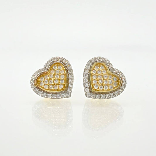 Topos Corazon Tupido 2.7gr / 10mm Dos Oros Amarillo Blanco 18K