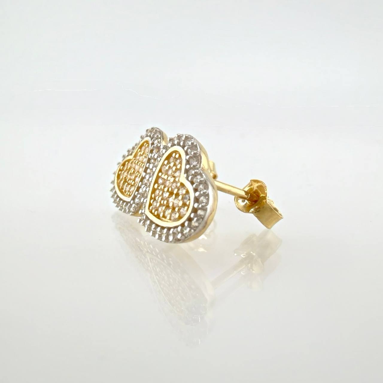 Topos Corazon Tupido 2.7gr / 10mm Dos Oros Amarillo Blanco 18K