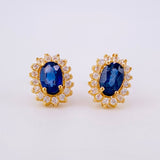 Topos Óvalos Tupidos Zafiros 1.2qts 2.5g / in / 10.4mm Oro Amarillo 18K