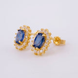Topos Óvalos Tupidos Zafiros 1.2qts 2.5g / in / 10.4mm Oro Amarillo 18K