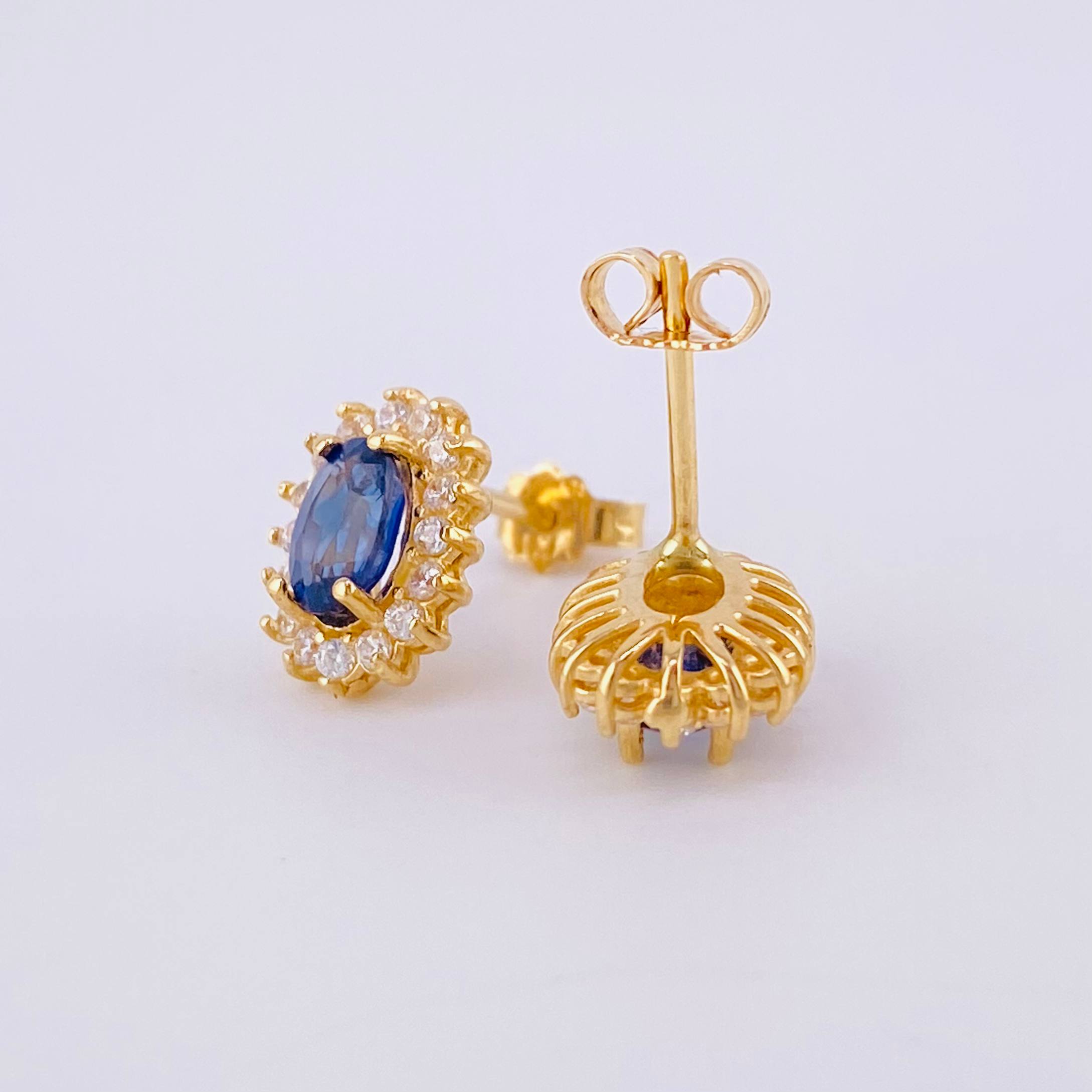 Topos Óvalos Tupidos Zafiros 1.2qts 2.5g / in / 10.4mm Oro Amarillo 18K