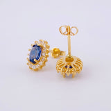 Topos Óvalos Tupidos Zafiros 1.2qts 2.5g / in / 10.4mm Oro Amarillo 18K