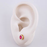 Stud Earrings Dense Drop Rubies 1.2cts Diamonds 30pts 1.7g / in / 7.15mm Yellow Gold 18K