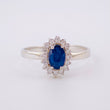 Oval Cluster Ring Diamonds 32pts Sapphires 65pts 2.45g / T7 1/4 18K White Gold