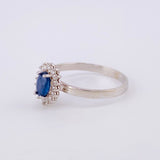 Oval Cluster Ring Diamonds 32pts Sapphires 65pts 2.45g / T7 1/4 18K White Gold