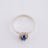 Oval Cluster Ring Diamonds 32pts Sapphires 65pts 2.45g / T7 1/4 18K White Gold