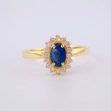 Anillo Óvalo Tupido Zafiro 45pts 2.5g / T8 Oro Amarillo 18K