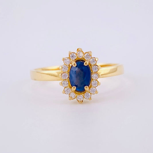 Anillo Óvalo Tupido Zafiro 50pts 2.5g / T7 1/4 Oro Amarillo 18K