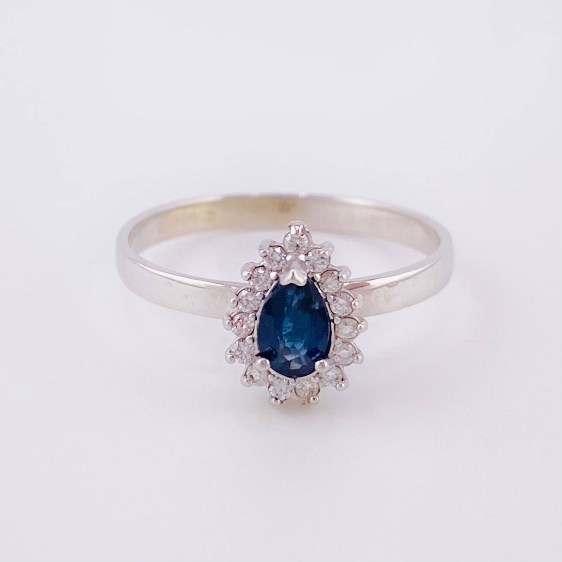 Cluster Drop Set Diamonds 1.2cts Sapphires 1.3cts 4.95g / T7 1/2 18K White Gold