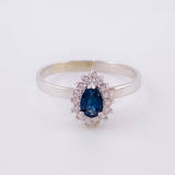 Cluster Drop Set Diamonds 1.2cts Sapphires 1.3cts 4.95g / T7 1/2 18K White Gold