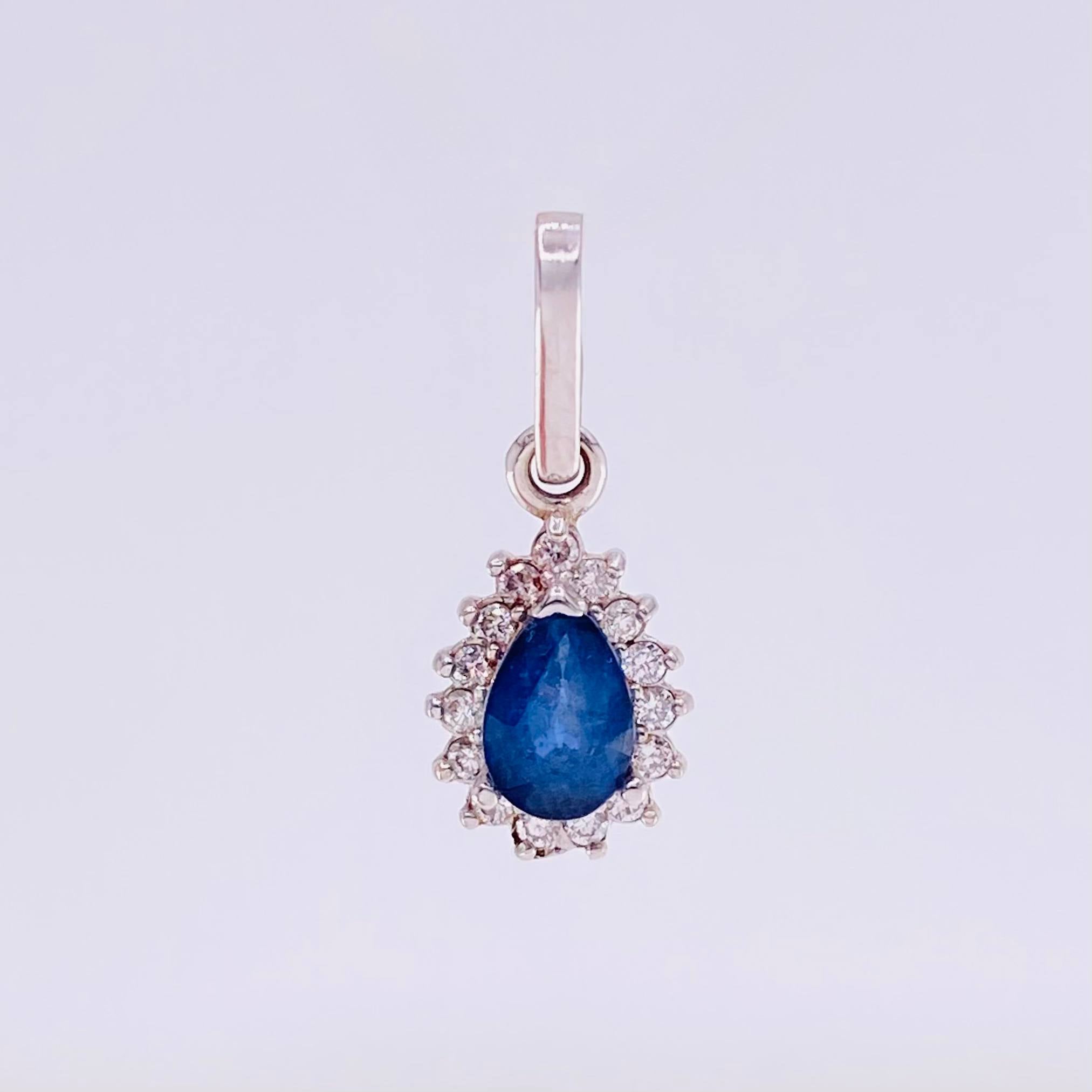 Cluster Drop Set Diamonds 1.2cts Sapphires 1.3cts 4.95g / T7 1/2 18K White Gold