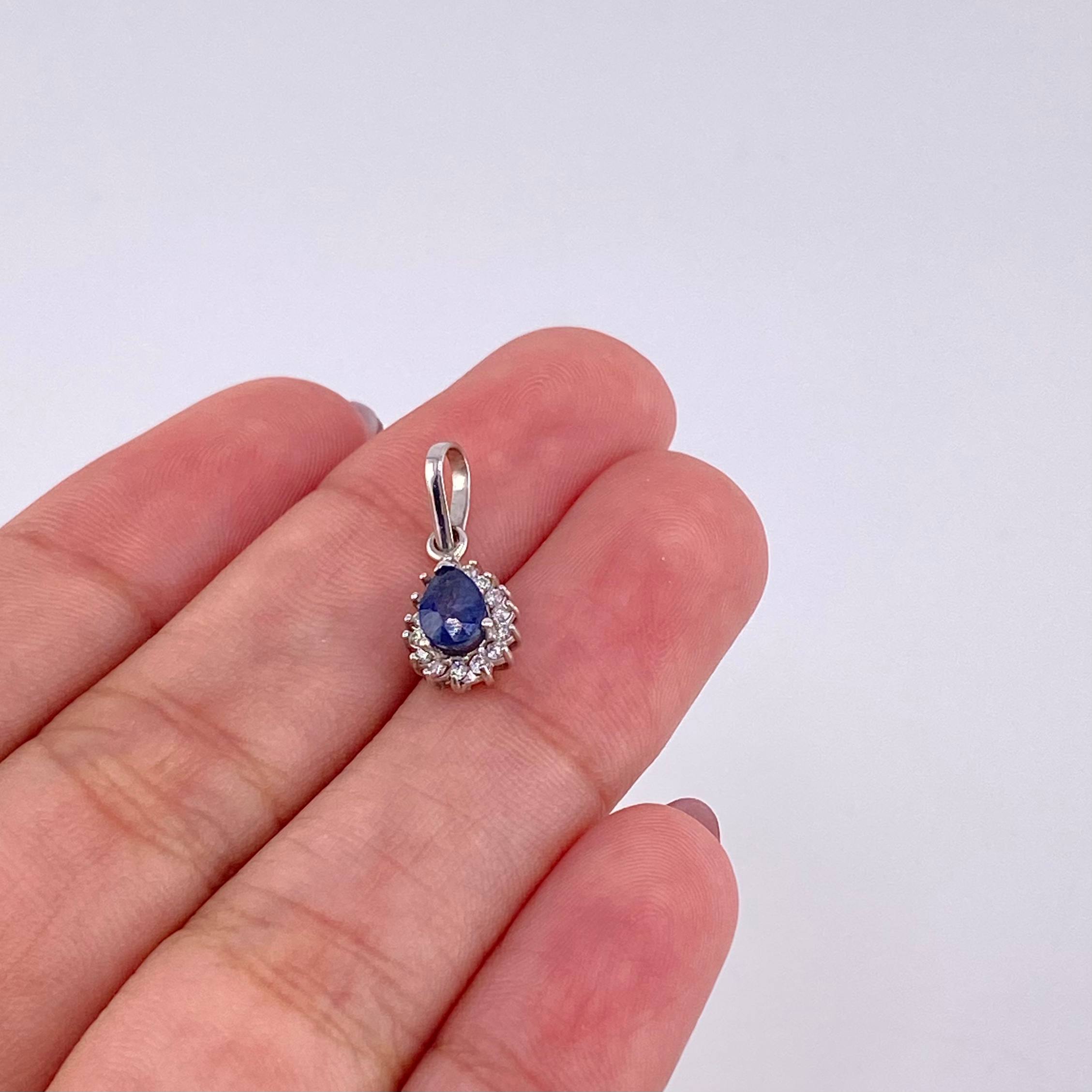 Cluster Drop Set Diamonds 1.2cts Sapphires 1.3cts 4.95g / T7 1/2 18K White Gold
