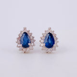 Cluster Drop Set Diamonds 1.2cts Sapphires 1.3cts 4.95g / T7 1/2 18K White Gold