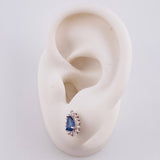 Cluster Drop Set Diamonds 1.2cts Sapphires 1.3cts 4.95g / T7 1/2 18K White Gold