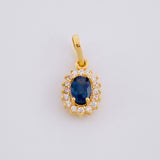 Dije Óvalo Tupido Zafiro 65pts 1.3g / 3/4 in Oro Amarillo 18K