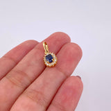 Dije Óvalo Tupido Zafiro 65pts 1.25g / 3/4 in Oro Amarillo 18K