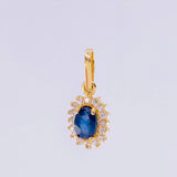 Dije Óvalo Tupido Zafiro 65pts 1.25g / 3/4 in Oro Amarillo 18K