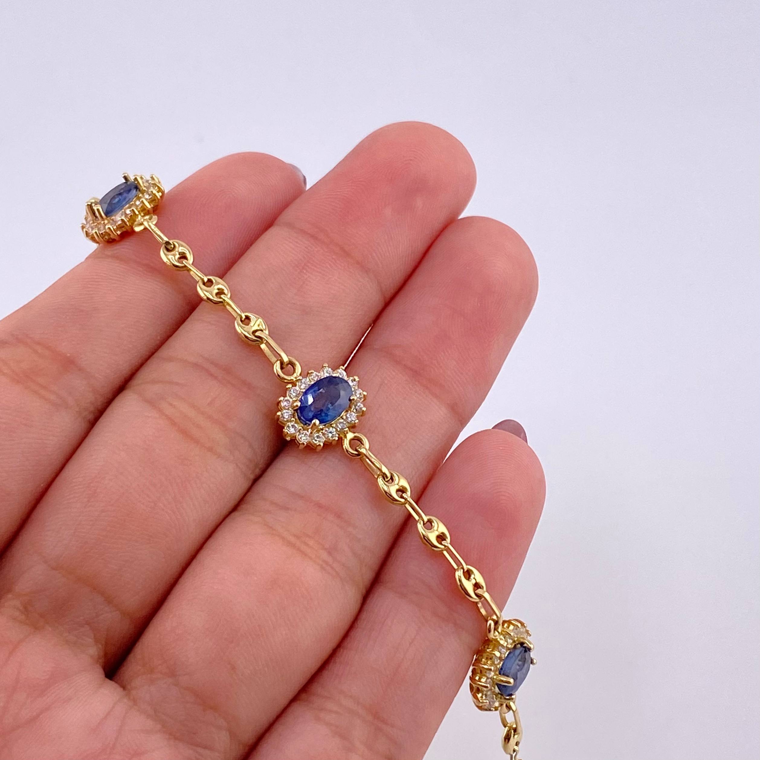 Pulso GC Óvalos Tupidos Zafiros 2.1qts 5.2g / 7 1/4 in / 3.15mm Oro Amarillo 18K