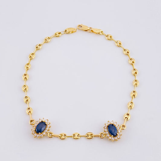 Pulso GC Óvalos Tupidos Zafiros 1qts 3.9g / 7 1/4 in / 3.15mm Oro Amarillo 18K