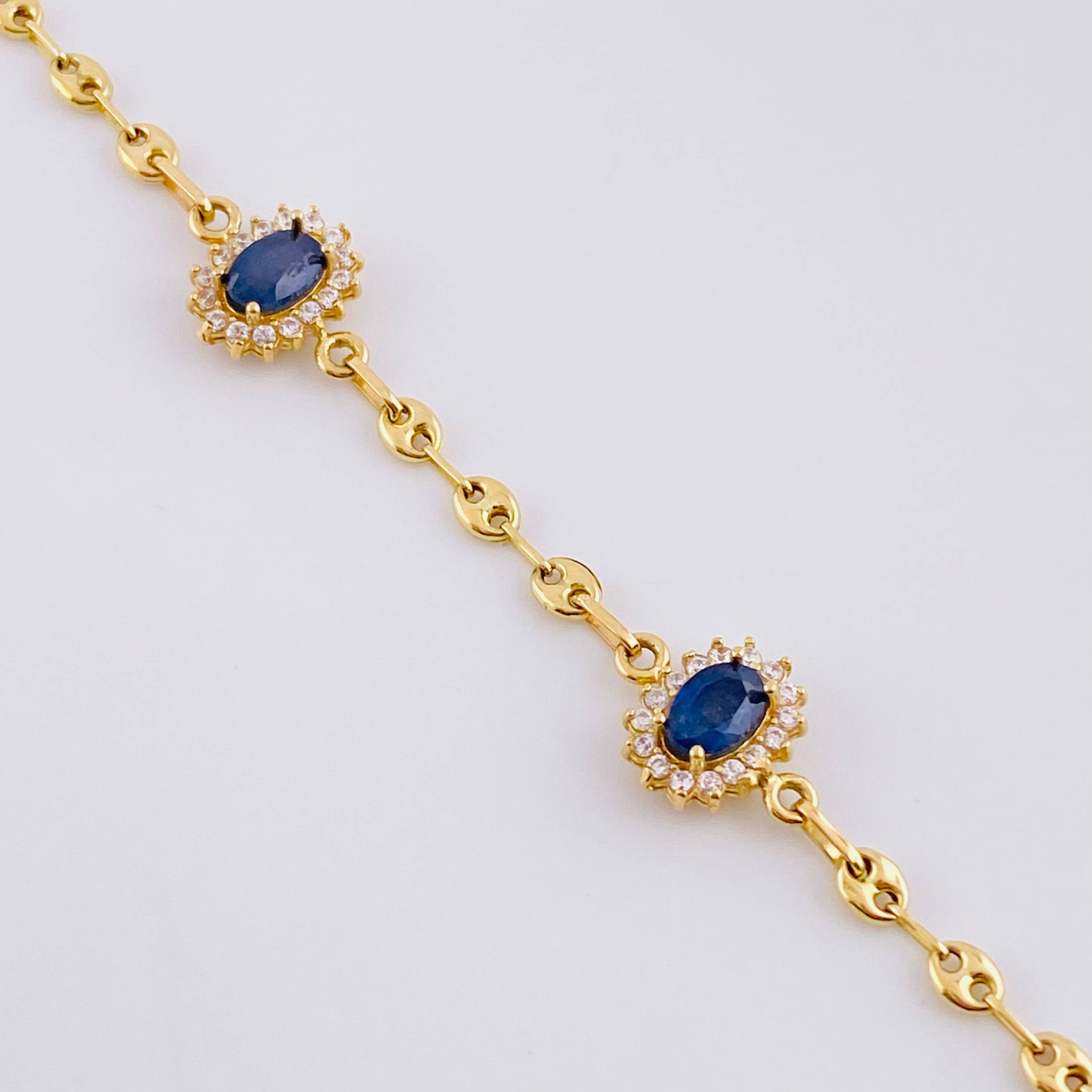 Bracelet GC Dense Ovals Sapphires 1qts 3.9g / 7 1/4 in / 3.15mm Yellow Gold 18K