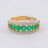 Anillo Imperial Esmeralda 82pts Diamante 25pts 4.25g / T7 Oro Amarillo 18K