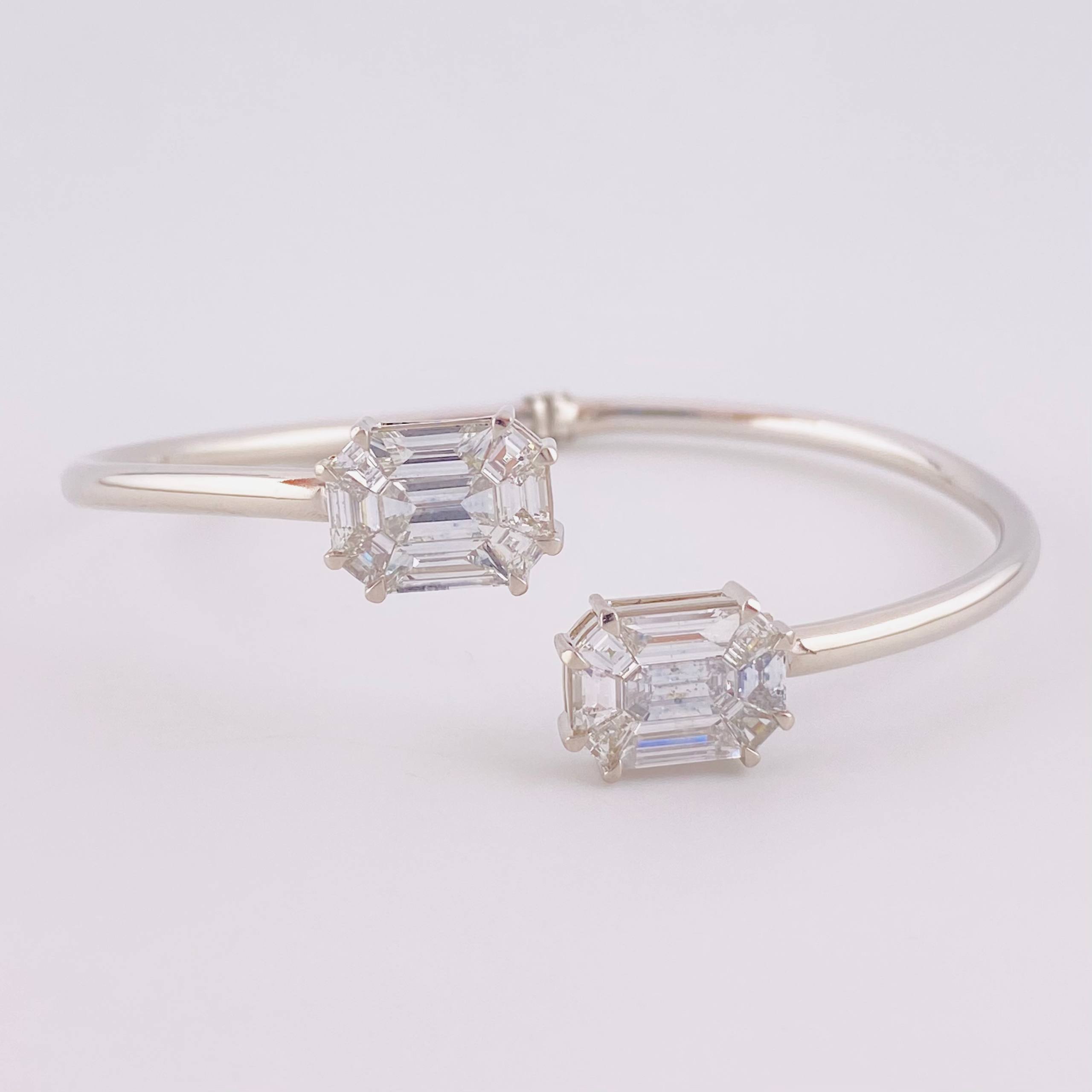 Pulso Aro Doble Cubo Diamantes 3.4qts 10g / 7 in / 2.95mm Oro Blanco 18K