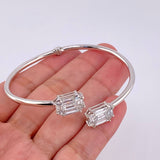 Pulso Aro Doble Cubo Diamantes 3.4qts 10g / 7 in / 2.95mm Oro Blanco 18K