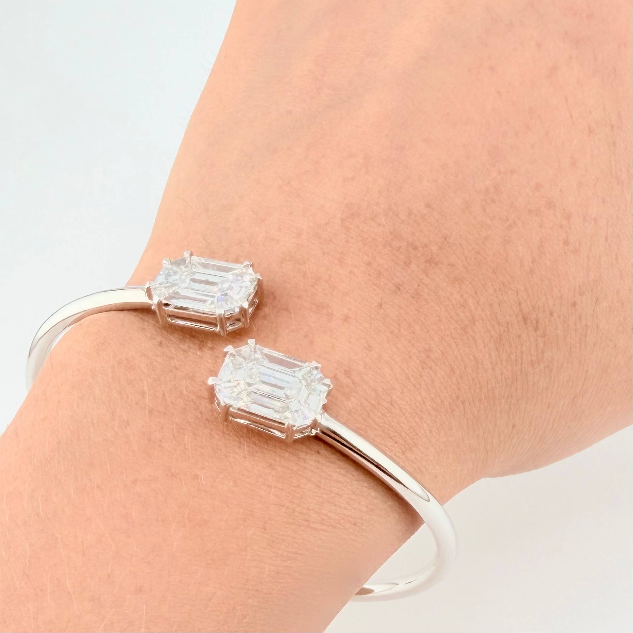 Pulso Aro Doble Cubo Diamantes 3.4qts 10g / 7 in / 2.95mm Oro Blanco 18K