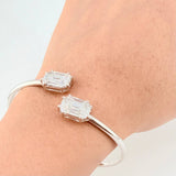Pulso Aro Doble Cubo Diamantes 3.4qts 10g / 7 in / 2.95mm Oro Blanco 18K