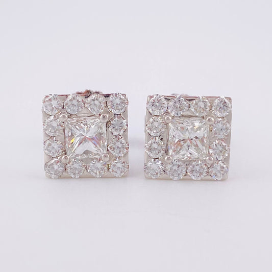 Stud Earrings Cube Diamonds 2.2qts 6.3g / in / 10.25mm White Gold 18K