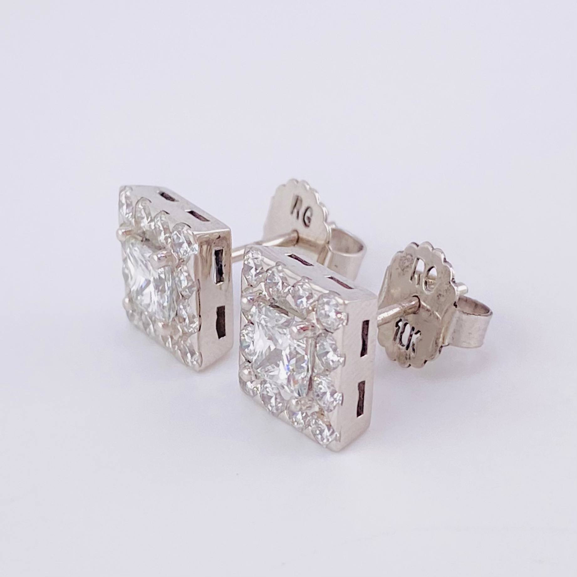 Stud Earrings Cube Diamonds 2.2qts 6.3g / in / 10.25mm White Gold 18K