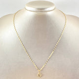 Chain and Pendant Set Flower Mirror + Heart Silhouette 1.45gr / 18K Yellow Gold *