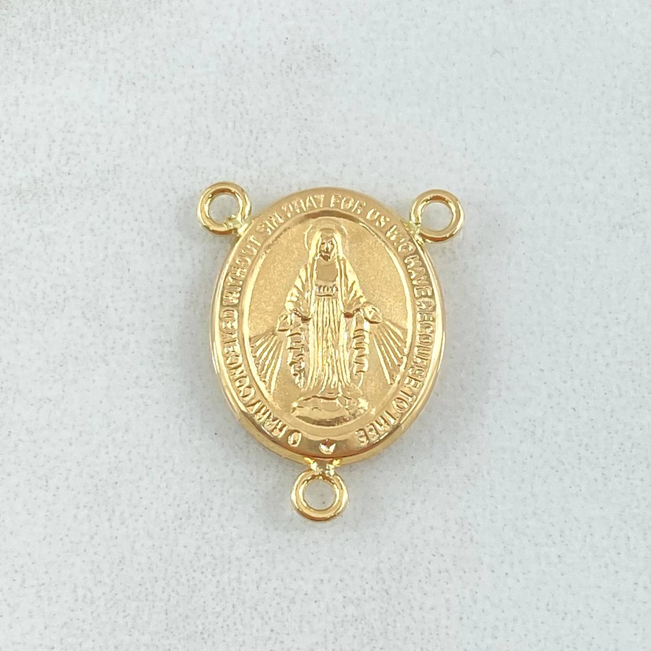 Herraje Crucero Virgen Milagrosa 1.05gr / 2cm / Troquelado Oro Amarillo 18K