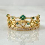 Crown Ring Interlinked Hearts 3.55gr / Size 6 3/4 / 18K Gold