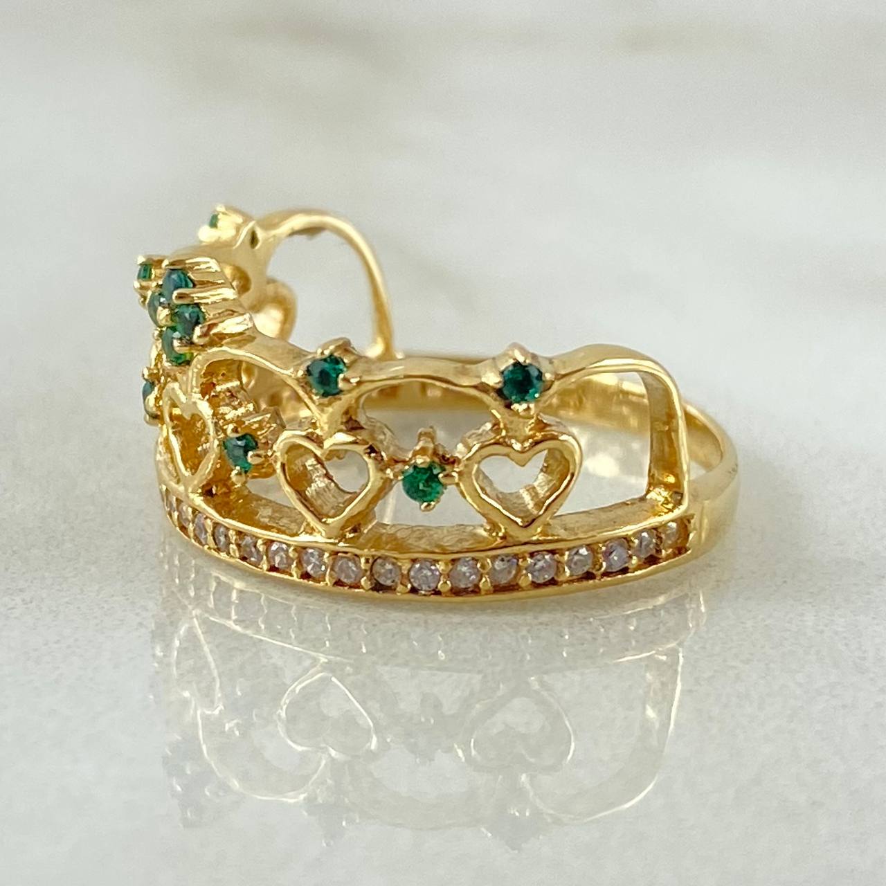 Crown Ring Interlinked Hearts 3.55gr / Size 6 3/4 / 18K Gold