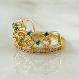 Crown Ring Interlinked Hearts 3.55gr / Size 6 3/4 / 18K Gold