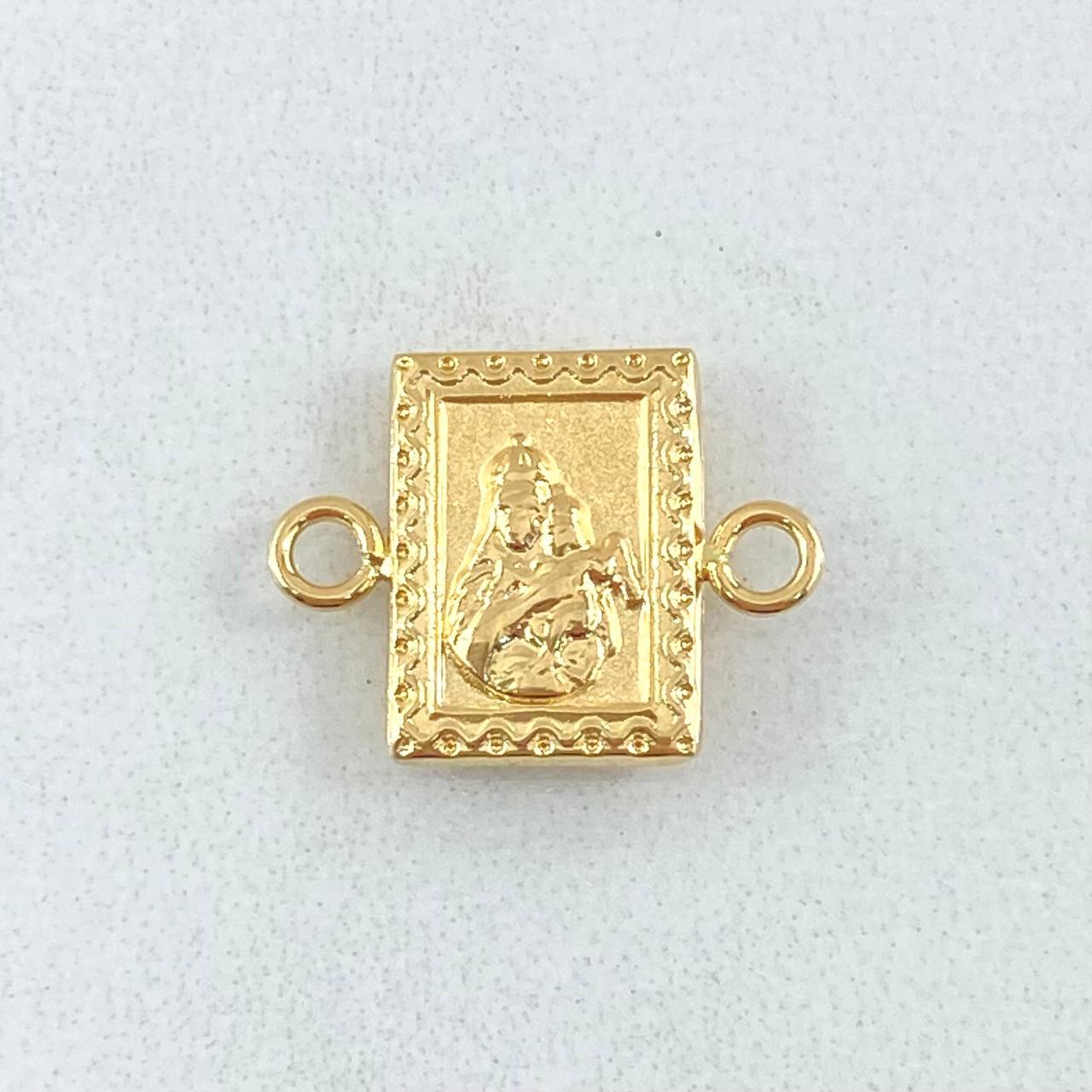 Charm Double-Sided 0.75gr / 0.8in / Sacred Heart of Jesus - Virgin of Carmen 18K Gold