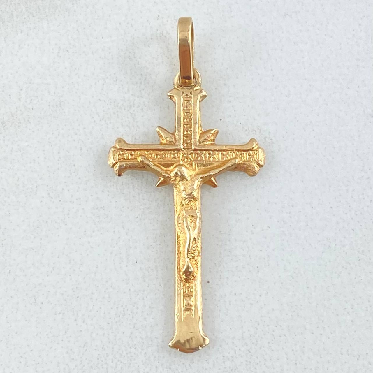 Dije Cruz Cristo 1.55gr / 3.1cm / Punteado Texturizado Oro Amarillo 18K