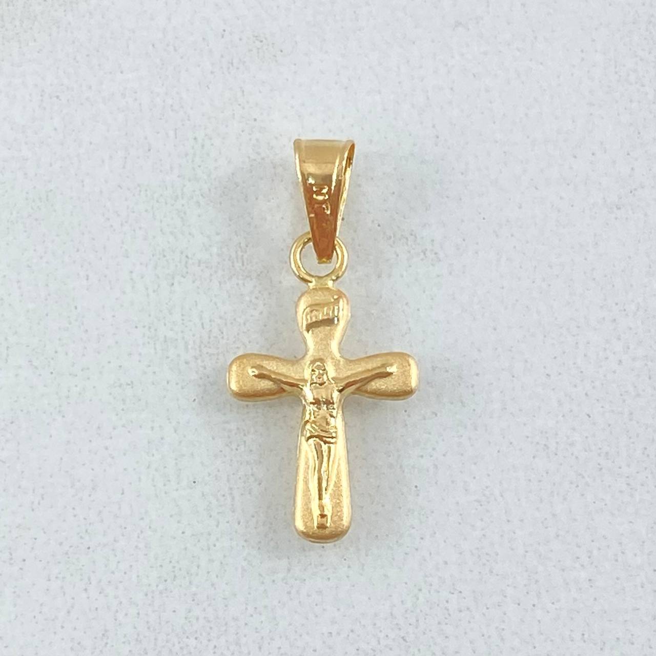 Dije Cruz Cristo 0.35gr / 2cm / Punta Ovalada Oro Amarillo 18K