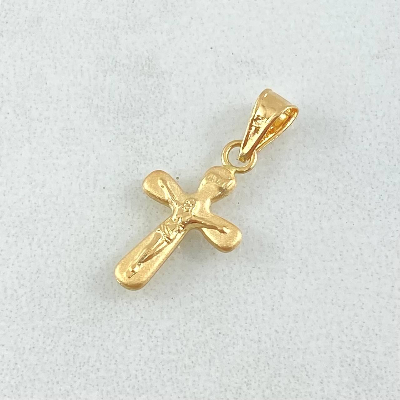 Dije Cruz Cristo 0.35gr / 2cm / Punta Ovalada Oro Amarillo 18K