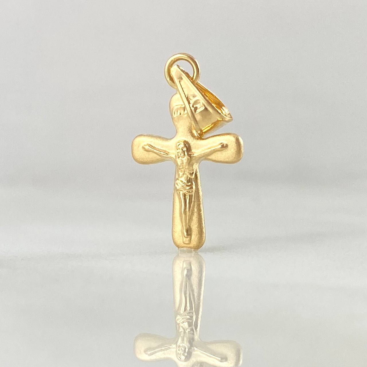 Dije Cruz Cristo 0.35gr / 2cm / Punta Ovalada Oro Amarillo 18K