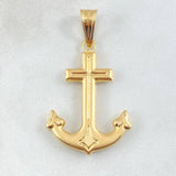 Pendant Anchored Cross 2.6gr / 1.8in / Matte 18K Gold